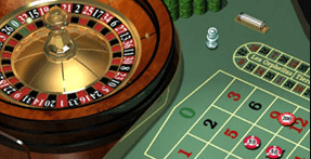 European roulette table and wheel