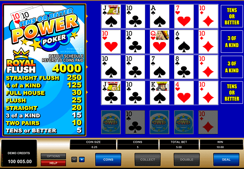 Maple Casino - Tens or Better Power Poker en ligne