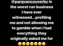 Drake accuses Parq Casino of racial profiling.