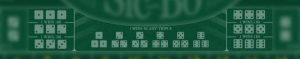 Sic bo table with triple bets in focus.