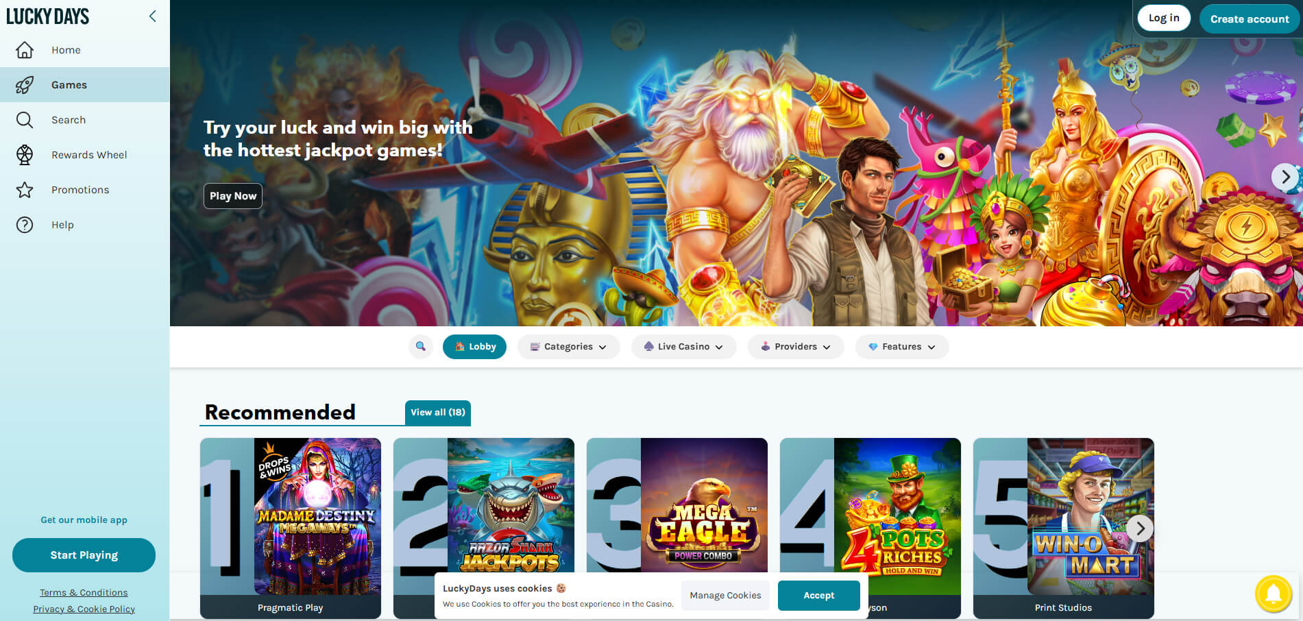lucky-days-homepage-screenshot
