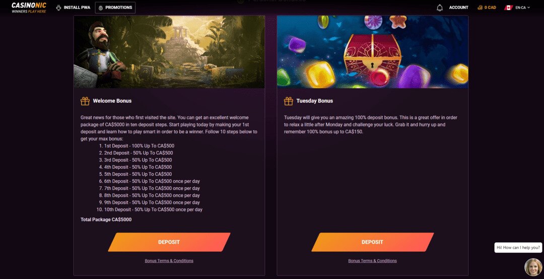 casinonic bonus code