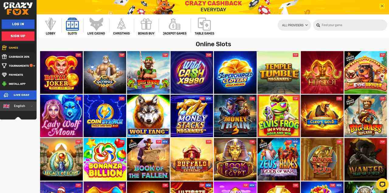 crazyfox casino game library