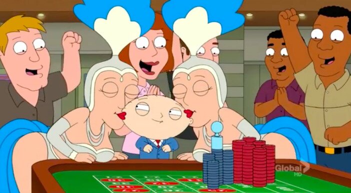 Stewie with Show girls