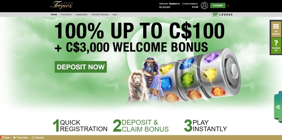 Casino Tropez Bonus Page