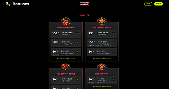 Spin Samurai Promotions Page