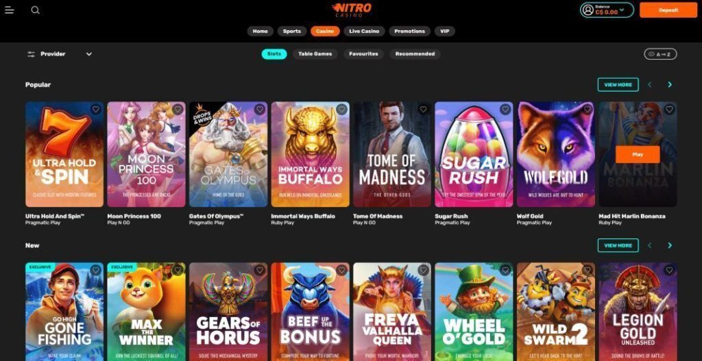 Nitro Casino Game Library