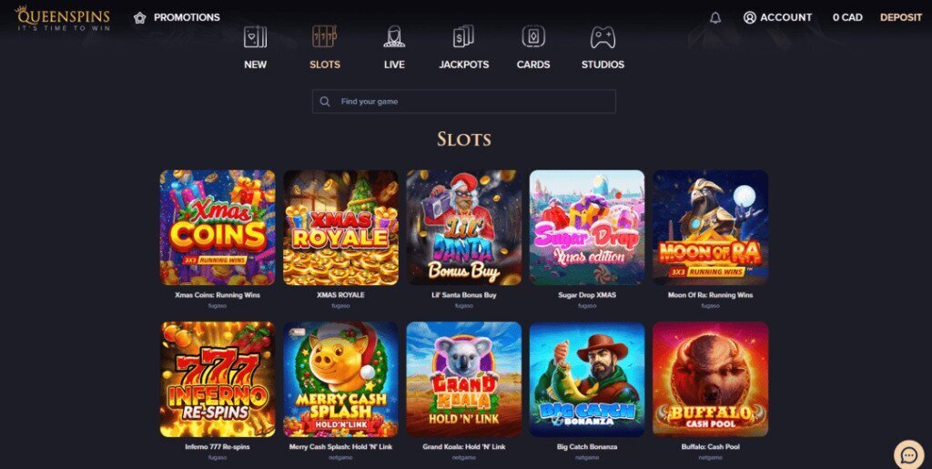 QueenSpins Casino Games Library