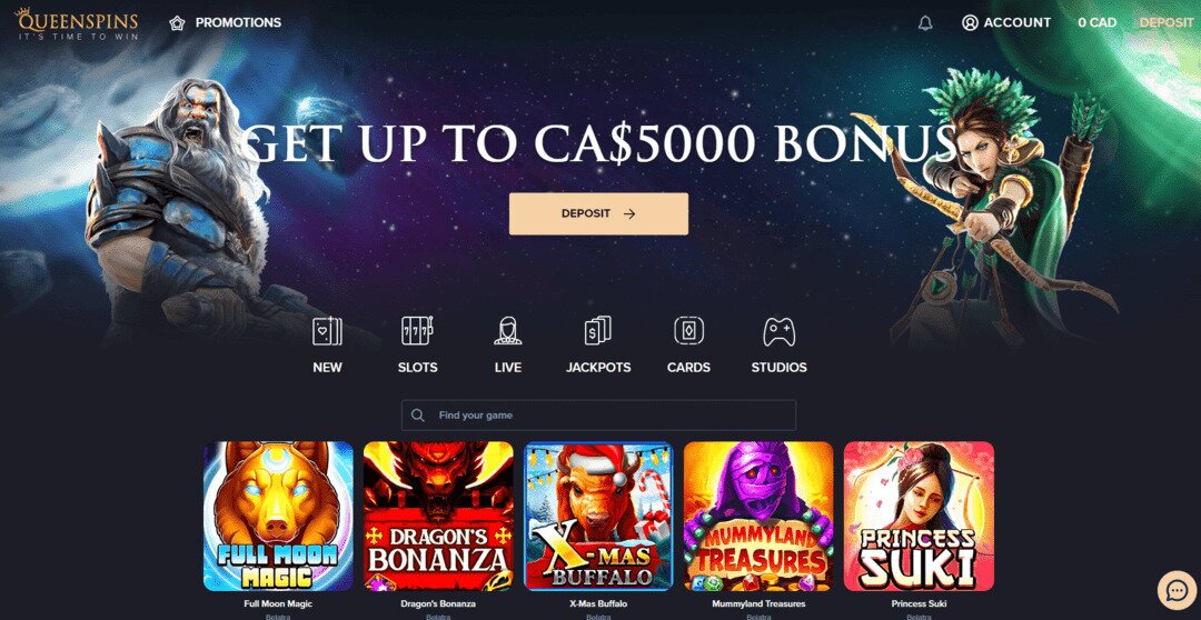 QueenSpins Casino Lobby