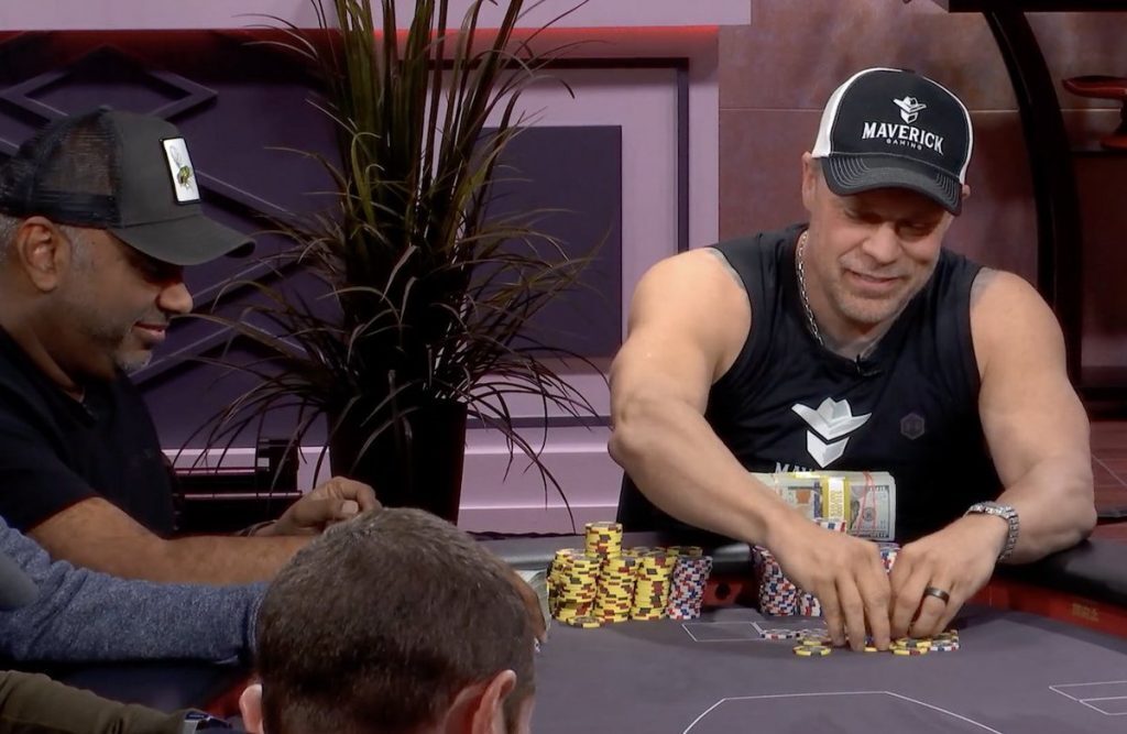 Eric Persson splashing chips in the middle of the pot
