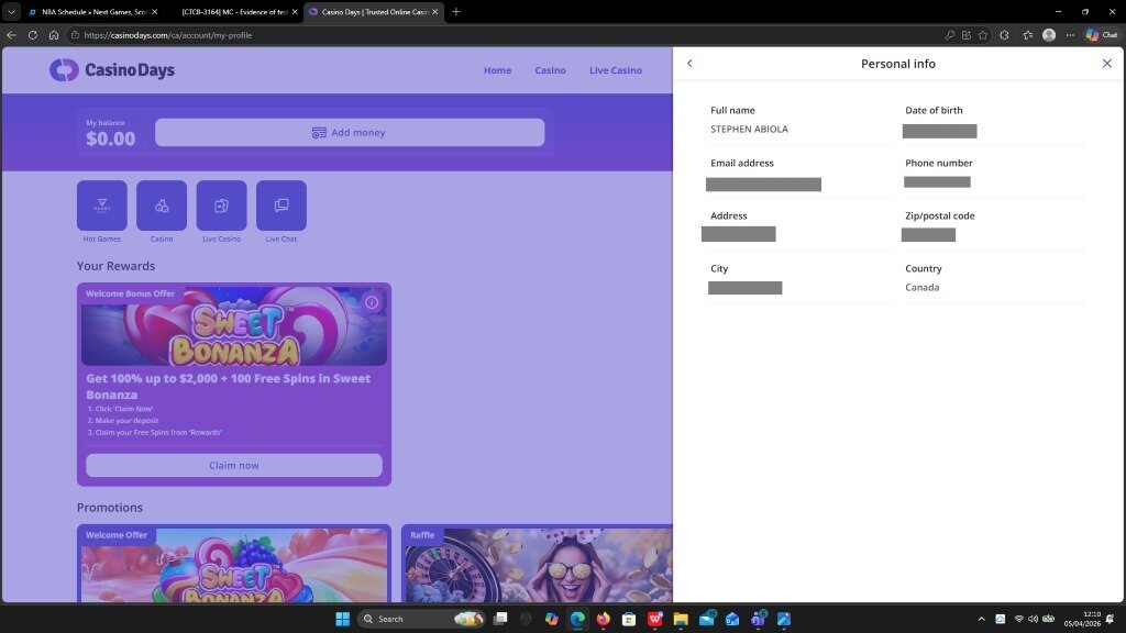 Casino-Days-user-profile
