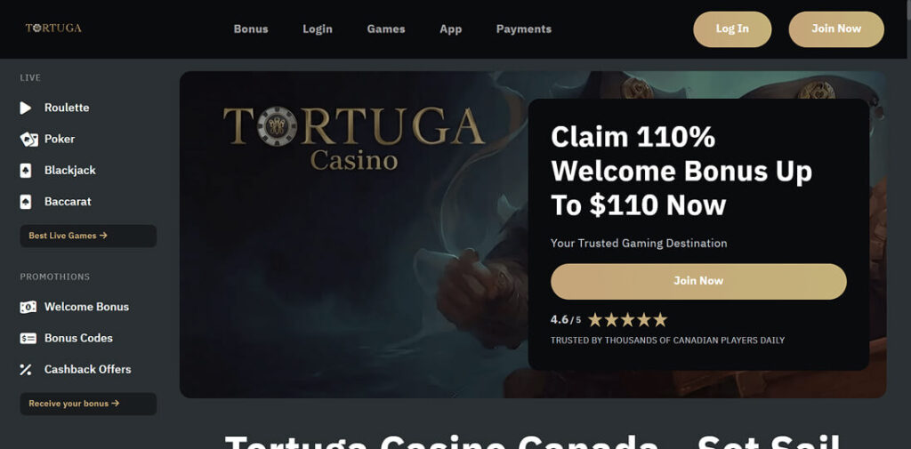 Tortuga homepage screenshot