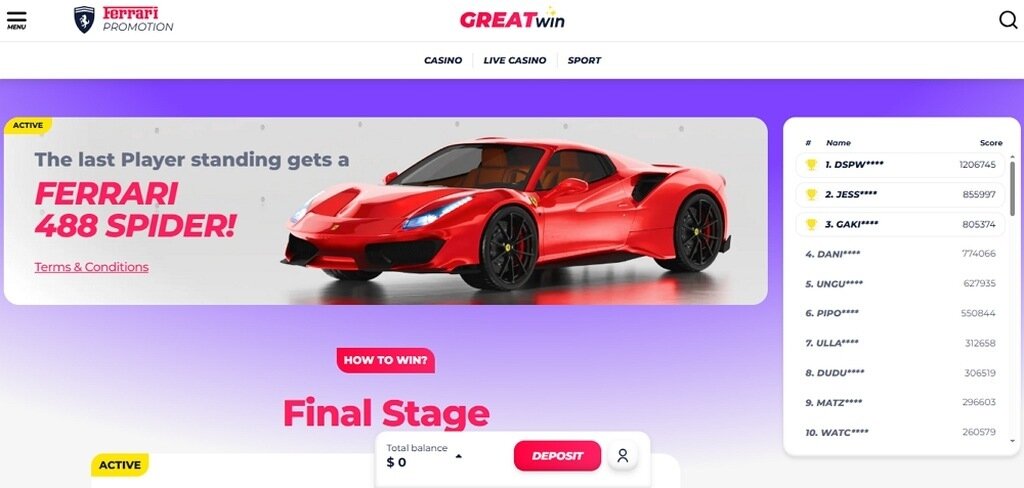 GreatWin Ferrari Promotion