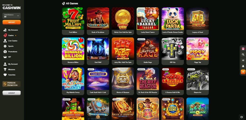 Cashwin Casino Games Library