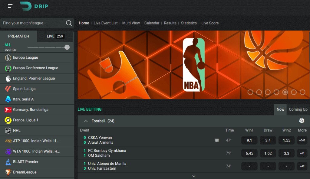 drip-casino-top-canadian-sports-betting-site-desktop-interface