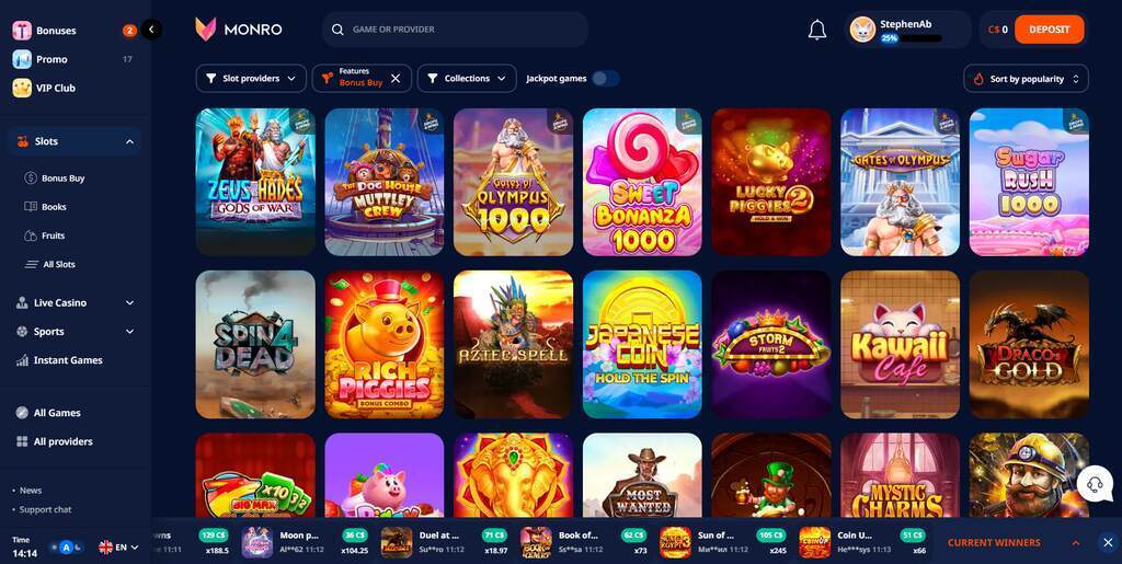 Monro Casino Games Library