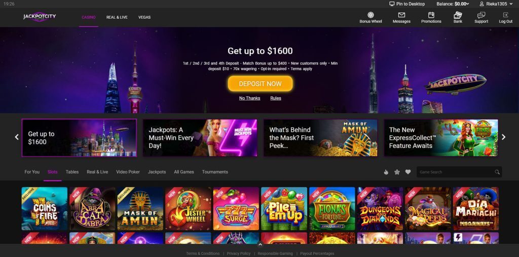 Jackpot City Casino Slot Selection