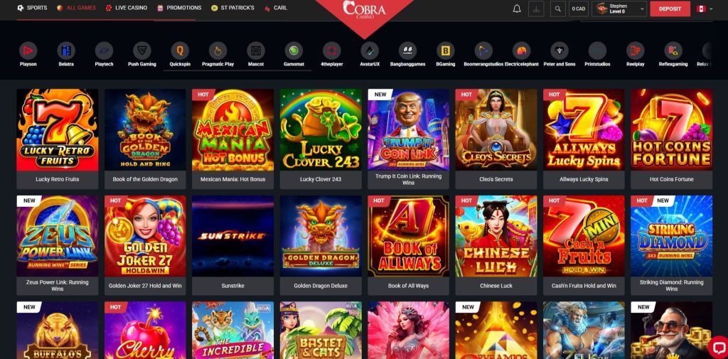 Cobra Casino Games Library