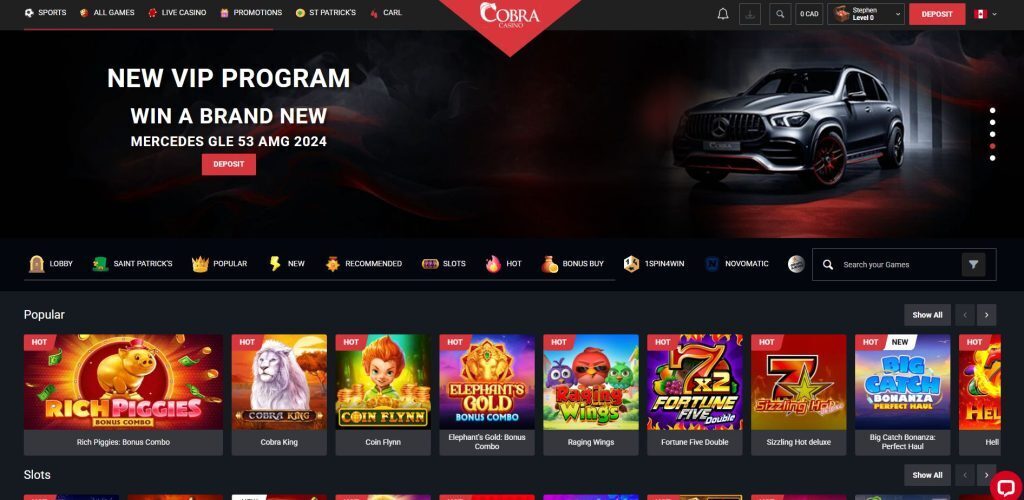 Cobra Casino Homepage