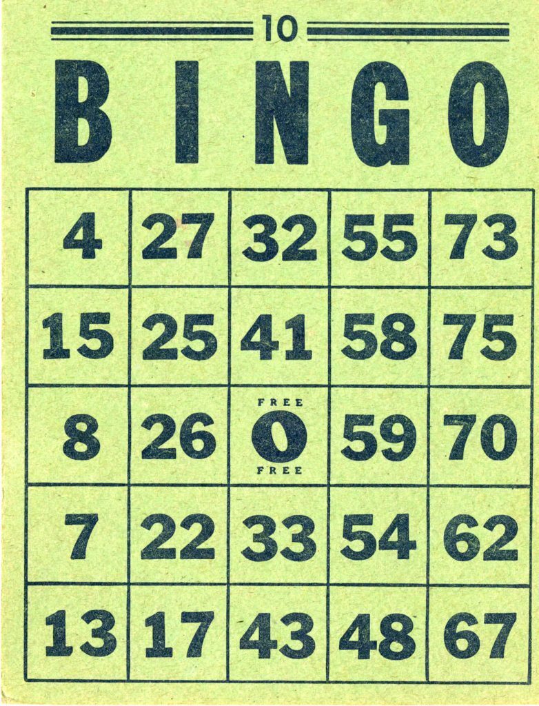 Bingo fundraiser card
