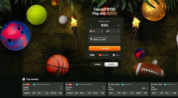 A picture of CashWin casino's sports betting lobby