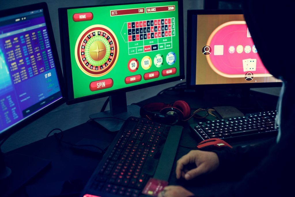 Gambling online on a laptop