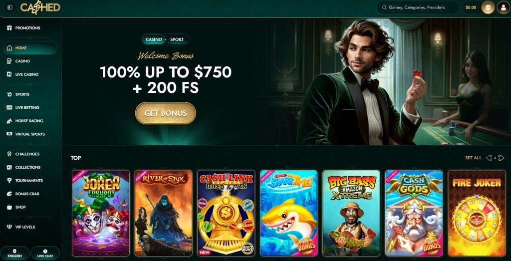 Cashed Casino Homepage