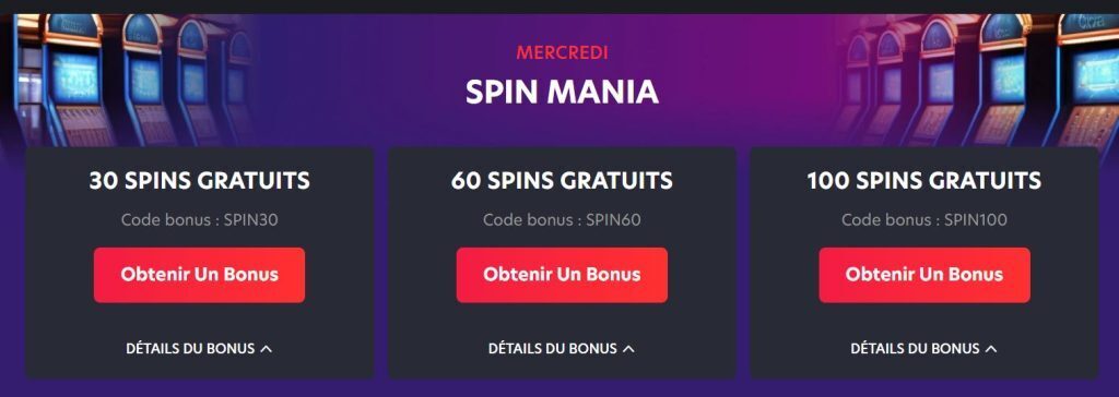 mercredi spin mania at 1red casino FR