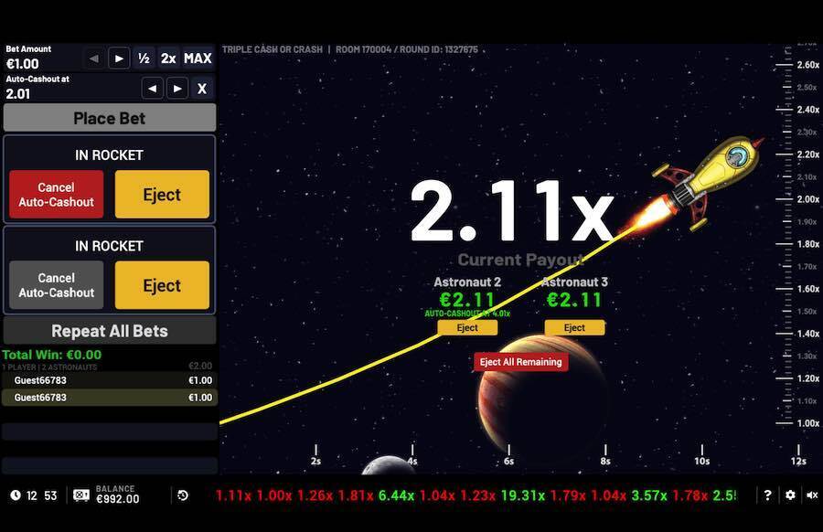 Triple cash or crash game