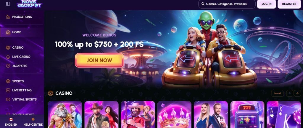 Nova jackpot casino lobby EN