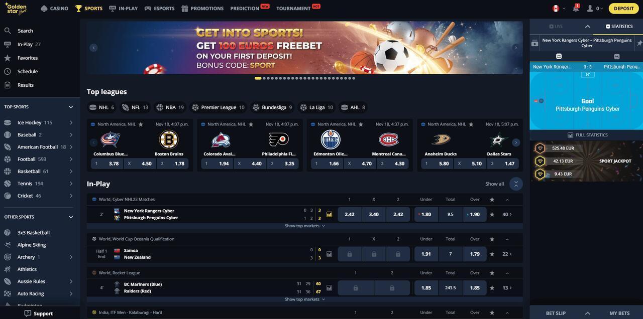 Sports betting at Golden Star Casino.