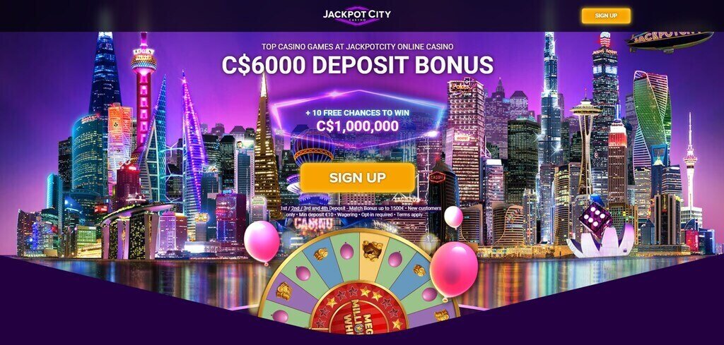 JackpotCity Casino Home Page on PC