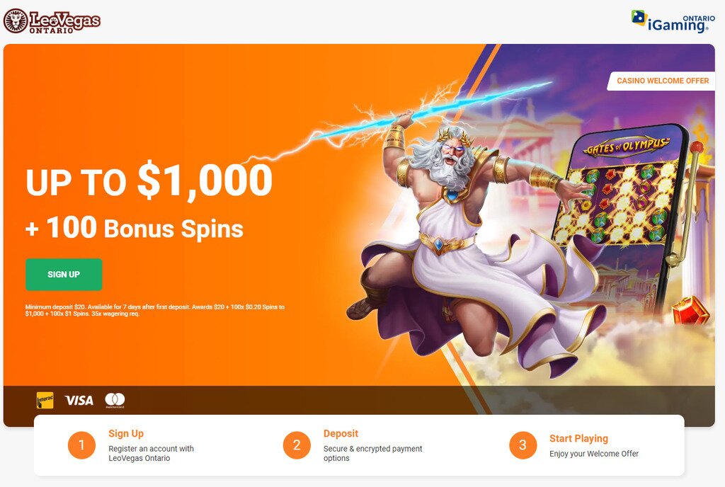 LeoVegas casino home page on PC