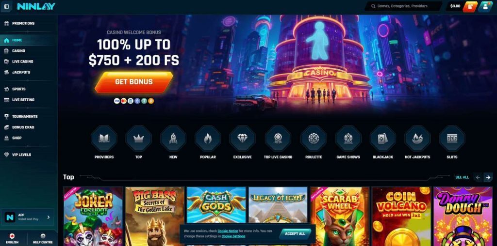 Ninlay casino homepage