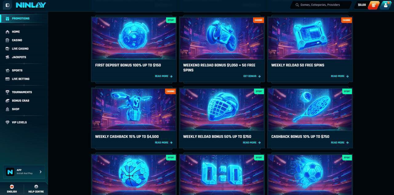 Ninlay Casino Bonuses