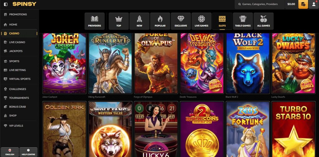 Spinsy Casino Games Library