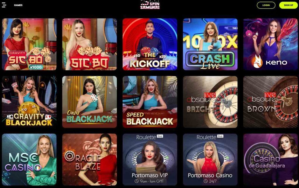spins samurai live dealer games lobby