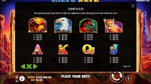 Wolfs Gold slot paytable