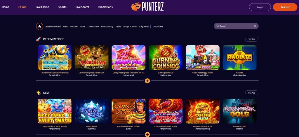Punterz Casino Lobby