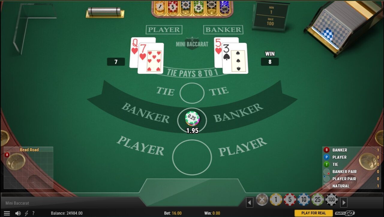 mini baccarat screenshot by play'n go