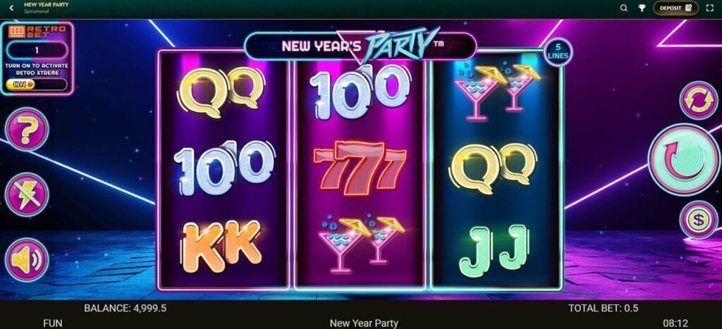 play new year's party slot game at cashed casino