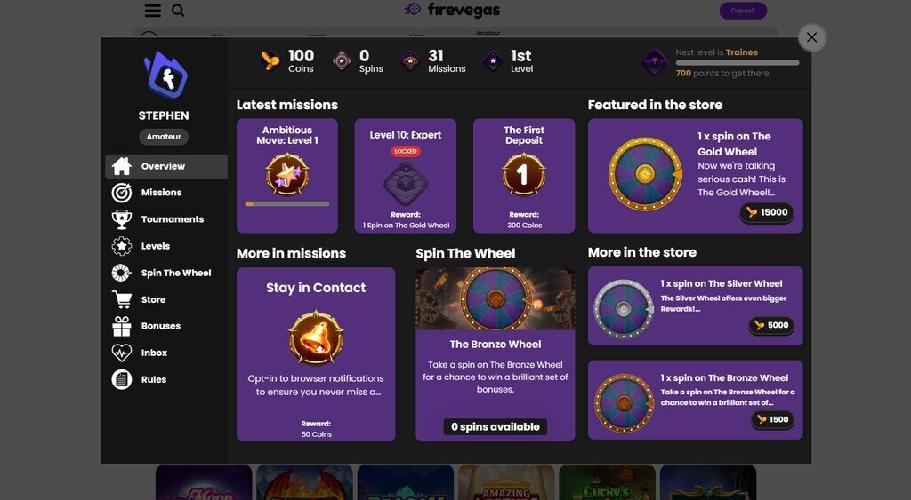 FireVegas Casino Missions