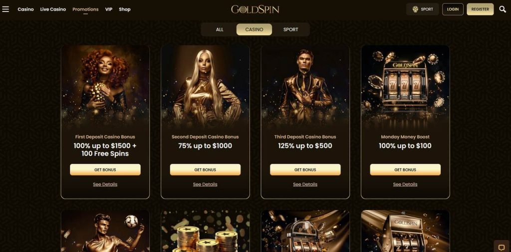 GoldSpin Casino Bonus Page