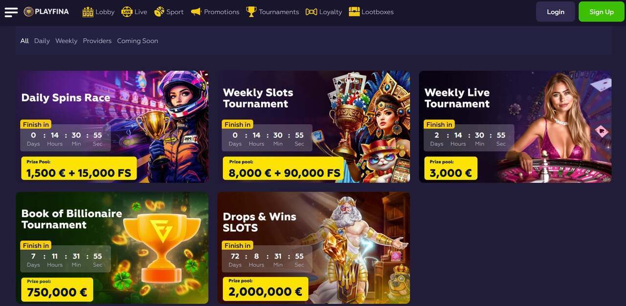 Playfina Casino Tournaments in Canada