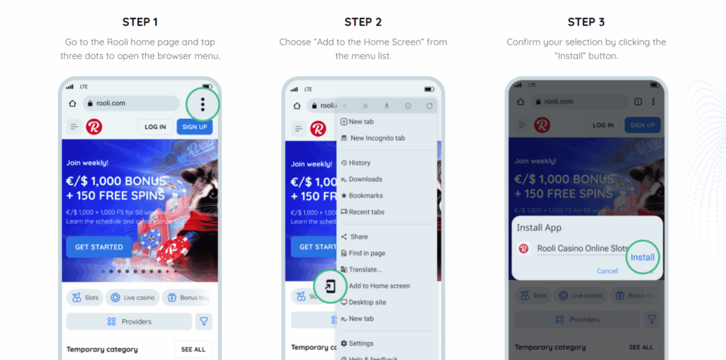 rooli casino app steps to download