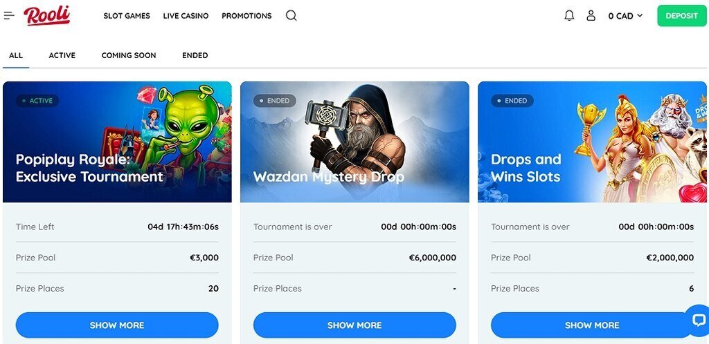 rooli casino tournaments