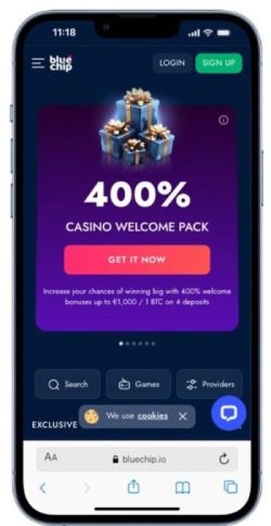 BlueChip Casino Mobile View
