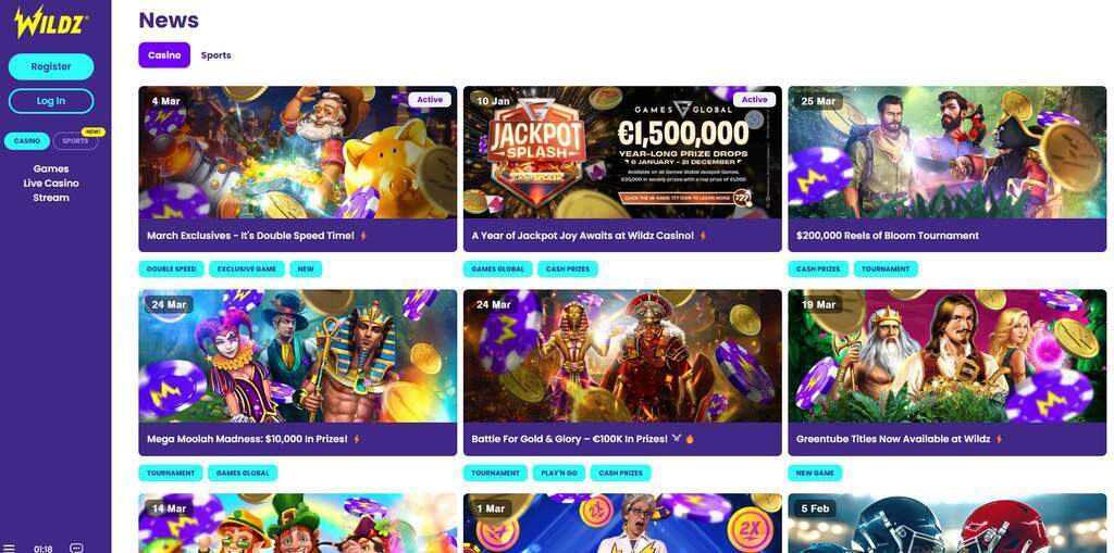 Wildz Casino Bonus Page_