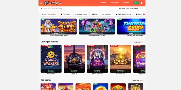 LeoVegas Casino Games Lobby