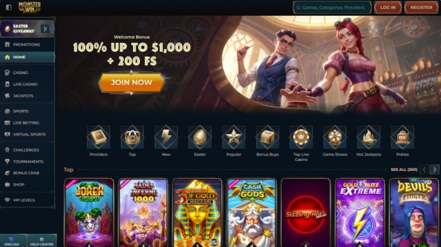 MonsterWin Casino Homepage